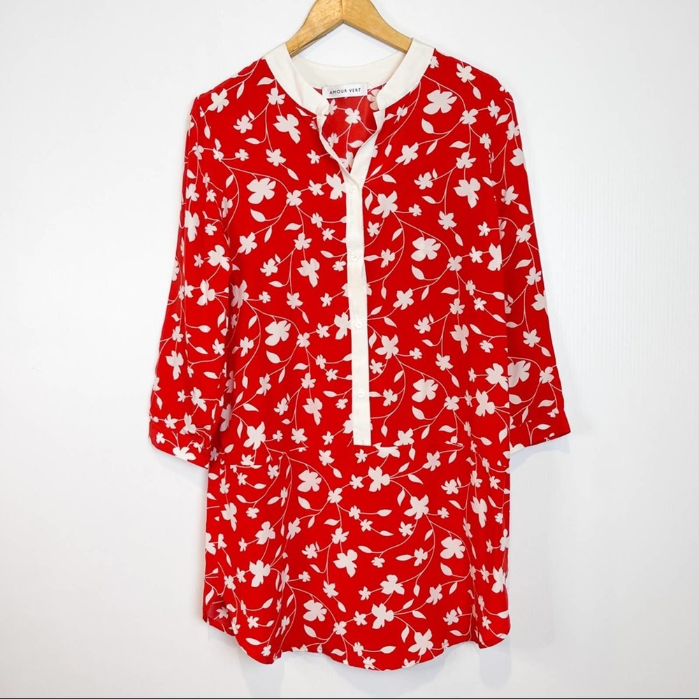 Amour Vert | Red Silk Floral Dress